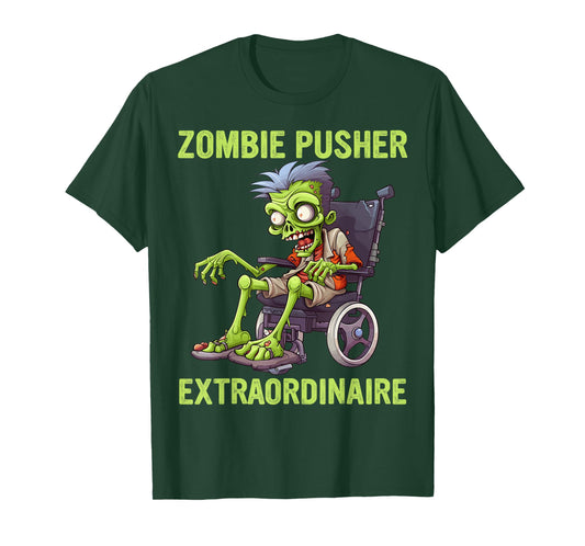 Wheelchair Costume Zombie Pusher Halloween Handicap Joke T-Shirt