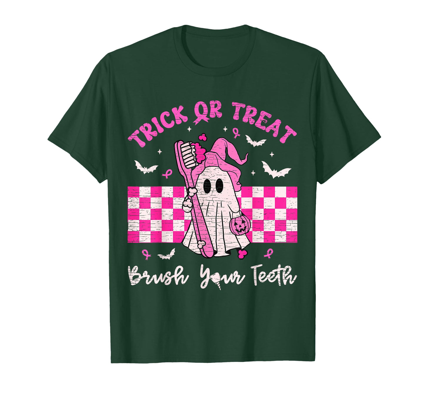 Wear A Pink Trick Or Treat Brush Your Teeth Dental Halloween T-Shirt