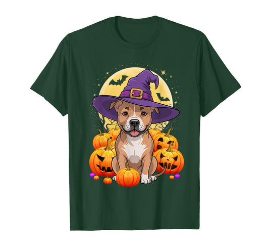 Halloween Pitbull Dog Pumpkin Costume for Men Women Kids T-Shirt