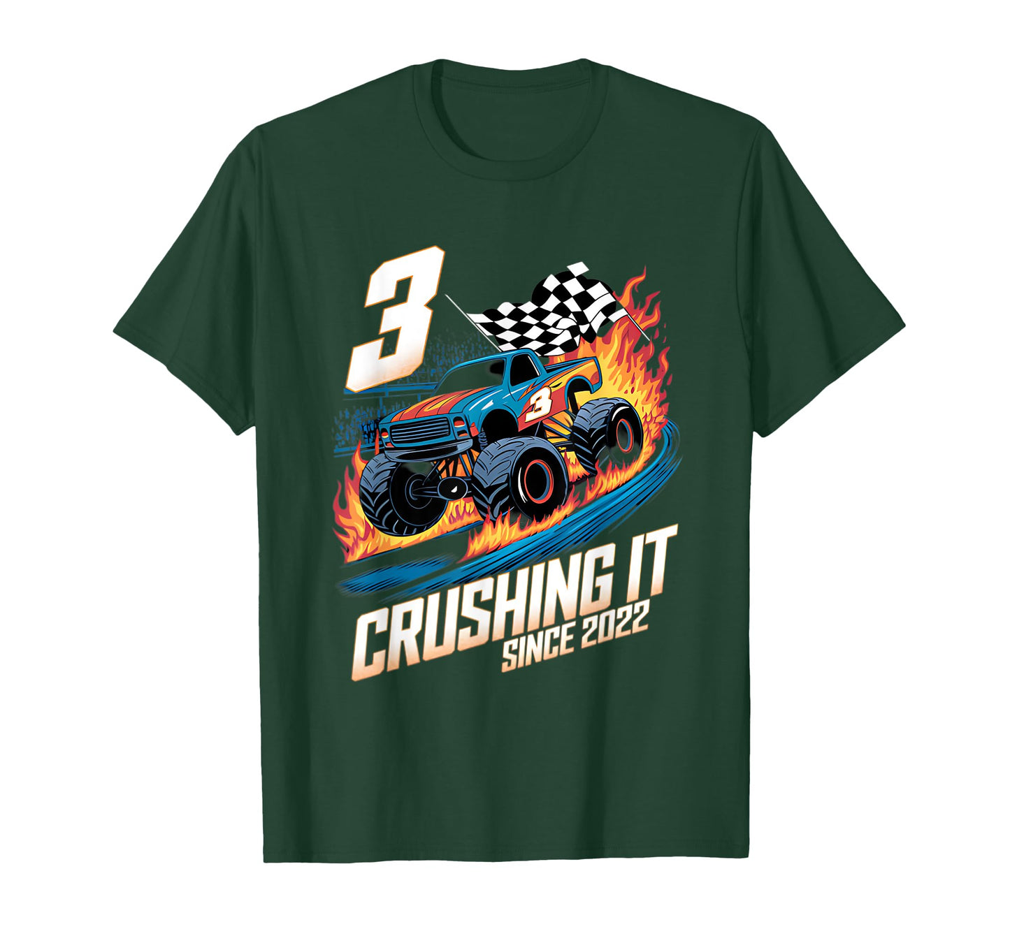 Crushing It Since 2022 3th Birthday Kids Monster Truck T-Shirt