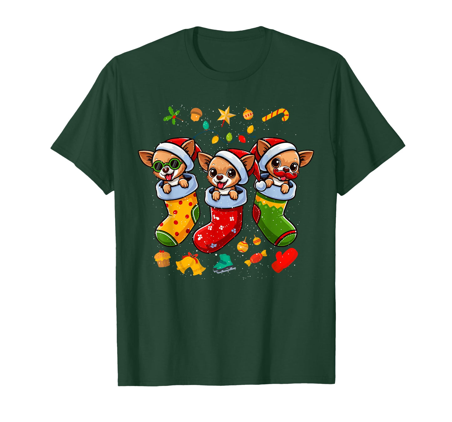 Chihuahua Santa Claus Christmas Stocking Dog X-Mas Dogs T-Shirt