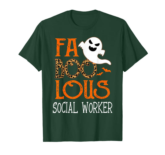 faboolous Social Worker on Halloween Party Funny Ghost T-Shirt