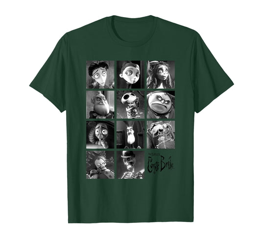 Corpse Bride Character Grid Black and White Photos Movie T-Shirt