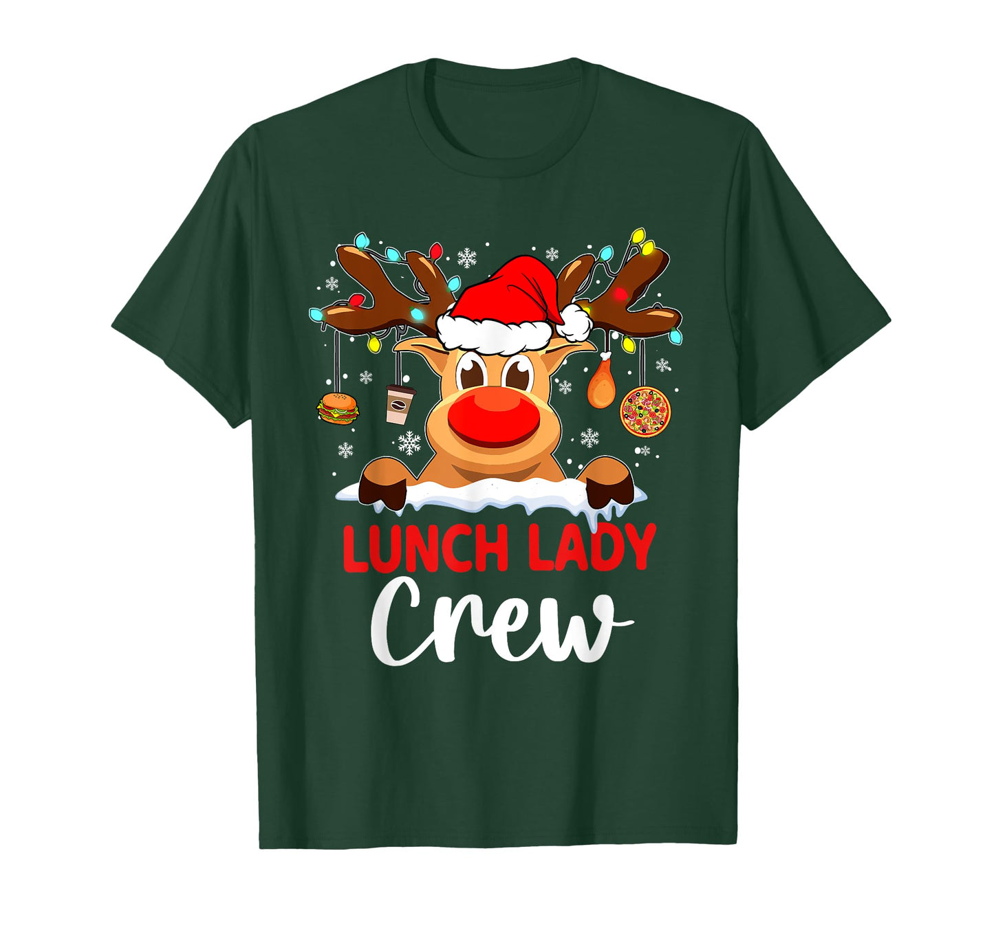 Funny Lunch Lady Reindeer Plaid Christmas Teacher T-Shirt