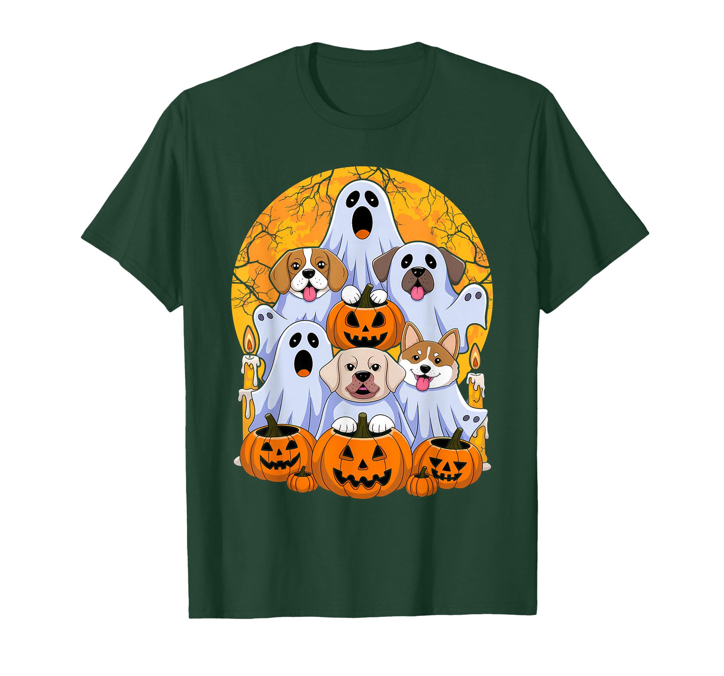 Dog Ghost Cute Dog Dressed As Ghost Funny Halloween Dog T-Shirt