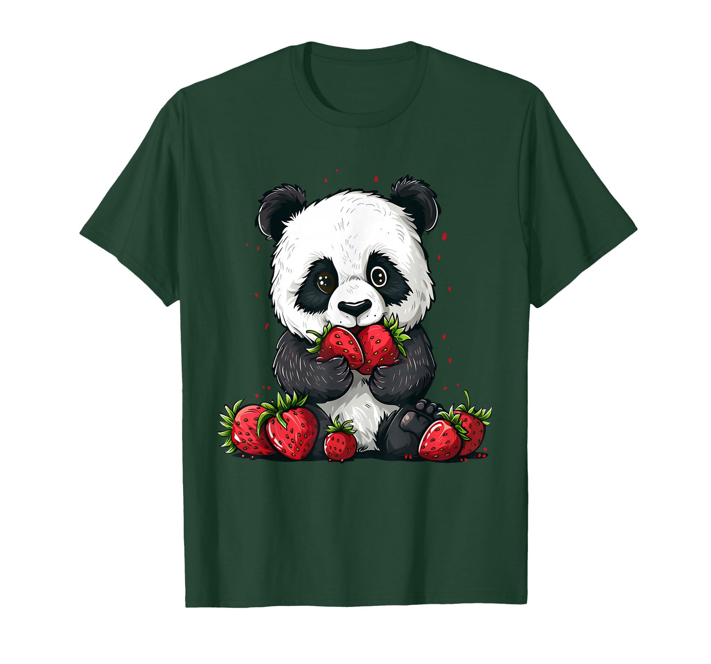 Strawberry Panda Bear Strawberries Cute Panda Bear Artwork T-Shirt