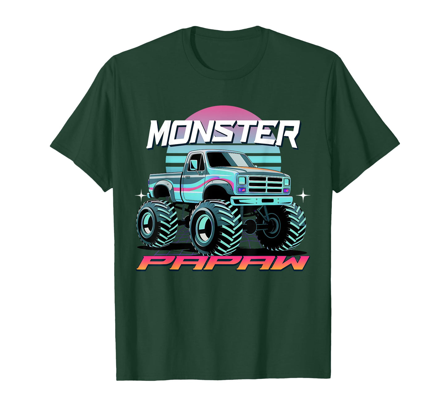 Monster Truck Papaw Aesthetic Monster Truck 80's Retrowave T-Shirt
