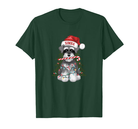 Funny Puppy Dog Christmas Holiday with Candy Cane T-Shirt
