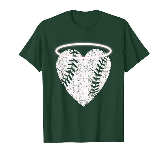 Vintage Angel Baseball Heart with Halo T-Shirt