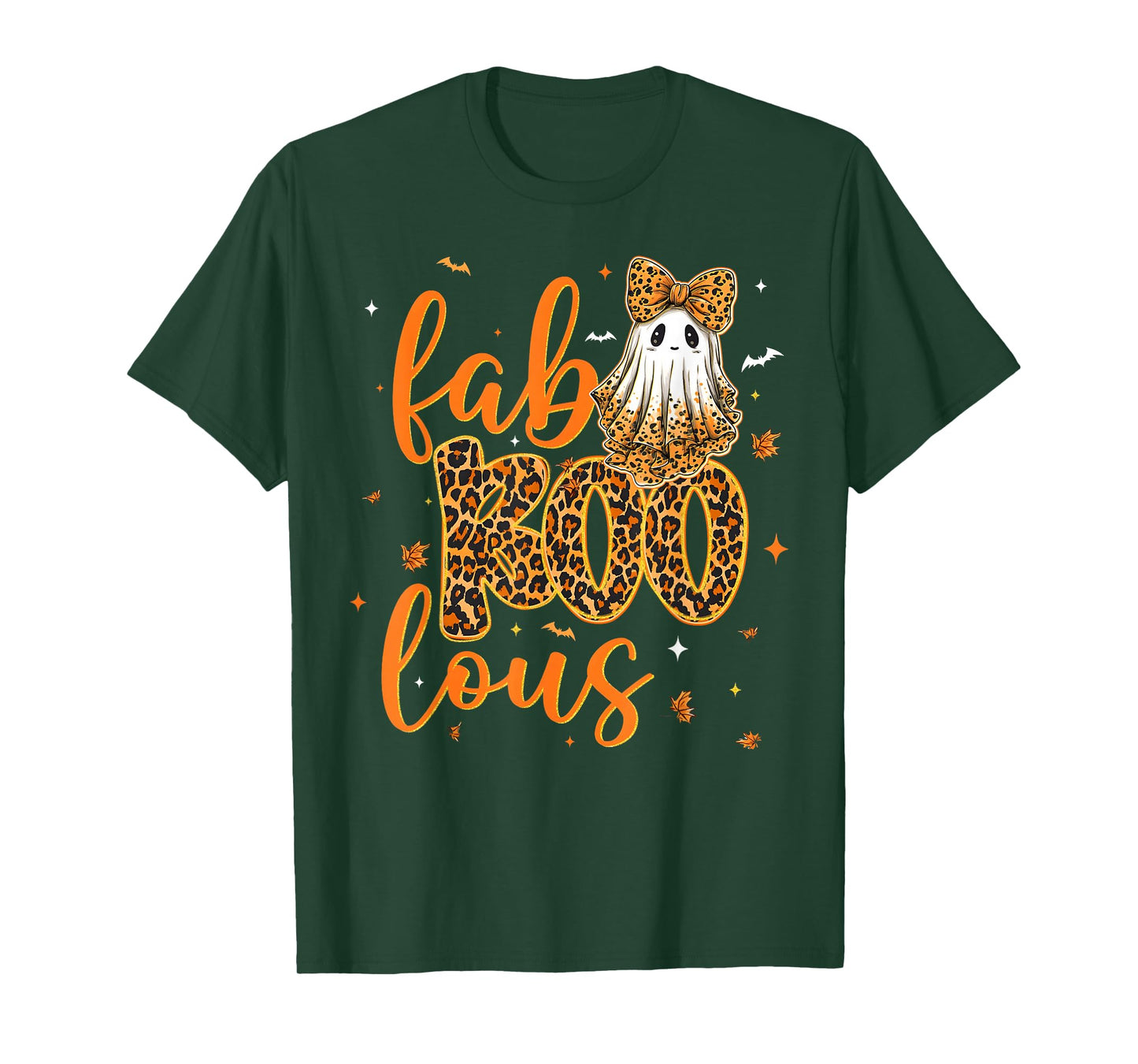 Fab Boo Lous Funny Leopard Cute Coquette Bow Ghost Halloween T-Shirt