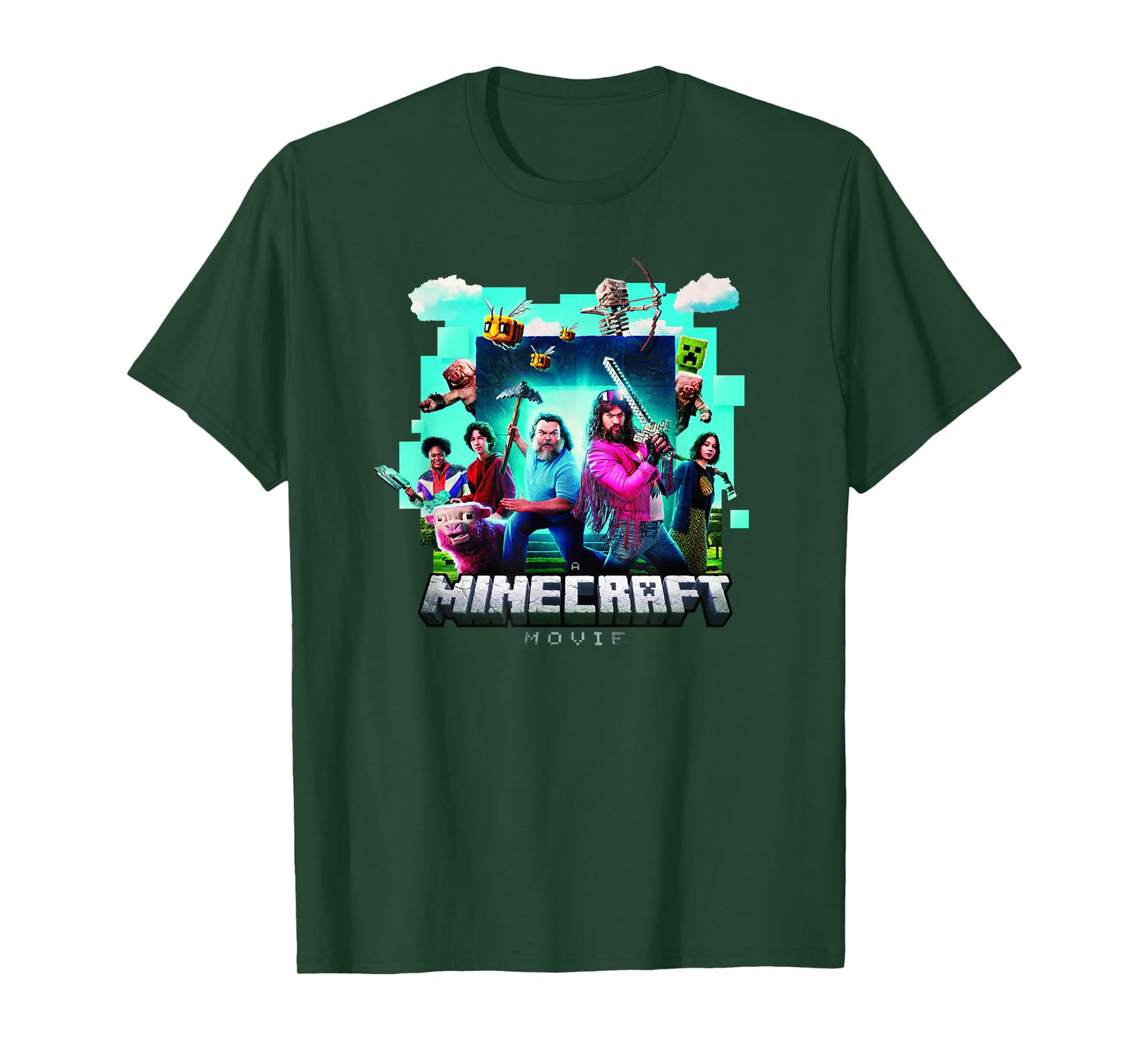 A Minecraft Movie Adventure Gang Main Characters Group Shot T-Shirt