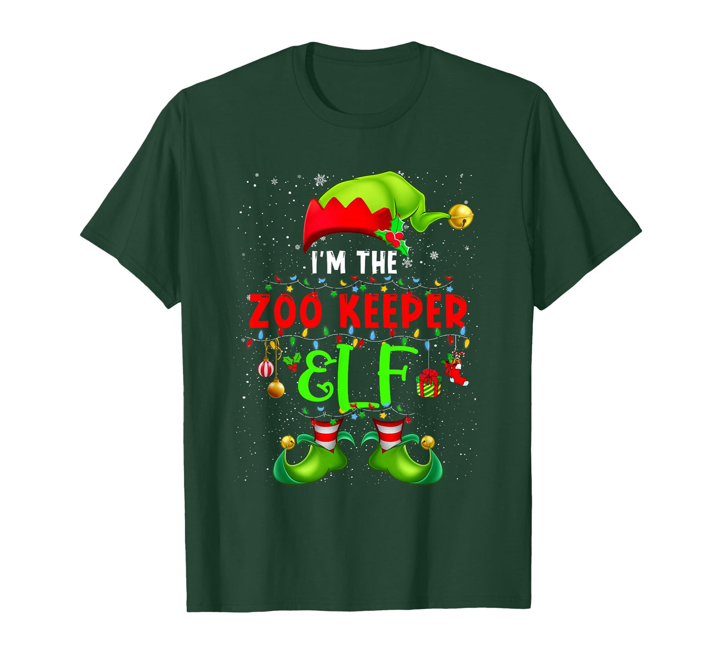 I'm The Zoo Keeper Elf Christmas Ornaments Costume Elf Lover T-Shirt