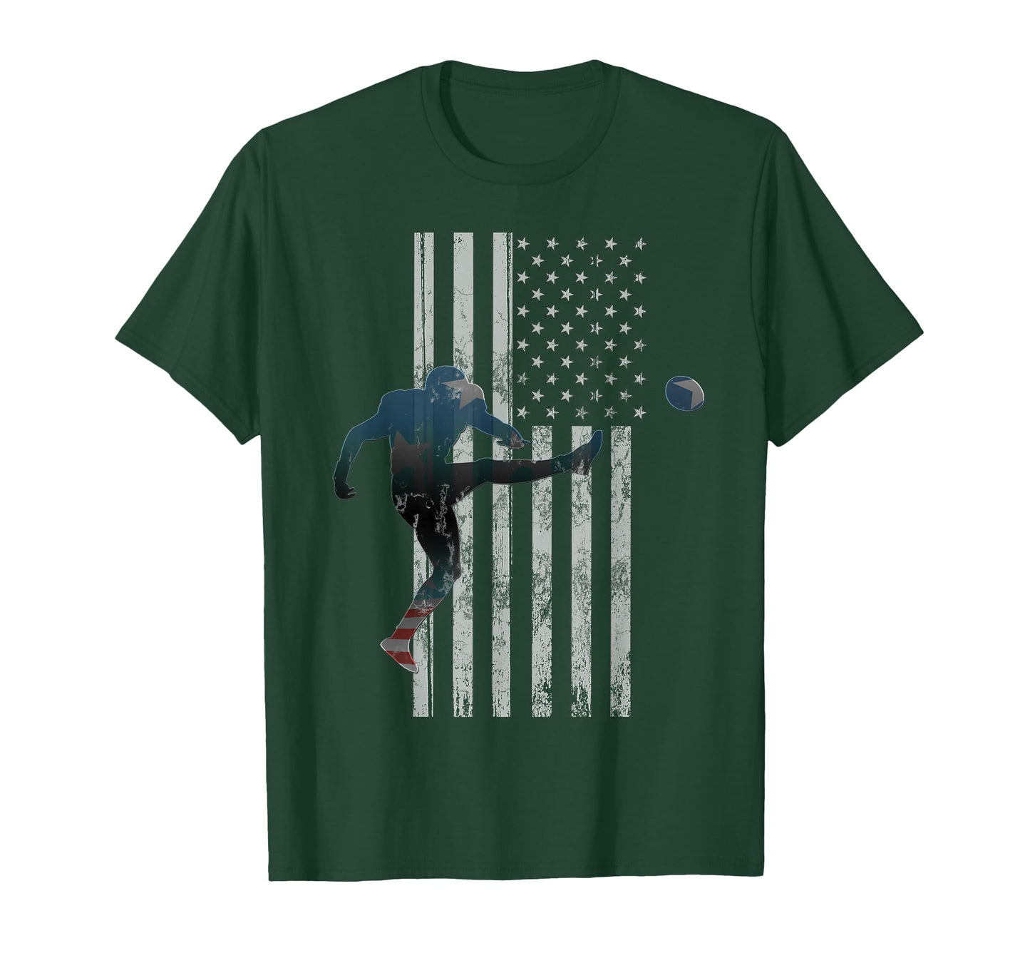 Football T-Shirt, American Flag USA Team Gift Kicker T-Shirt