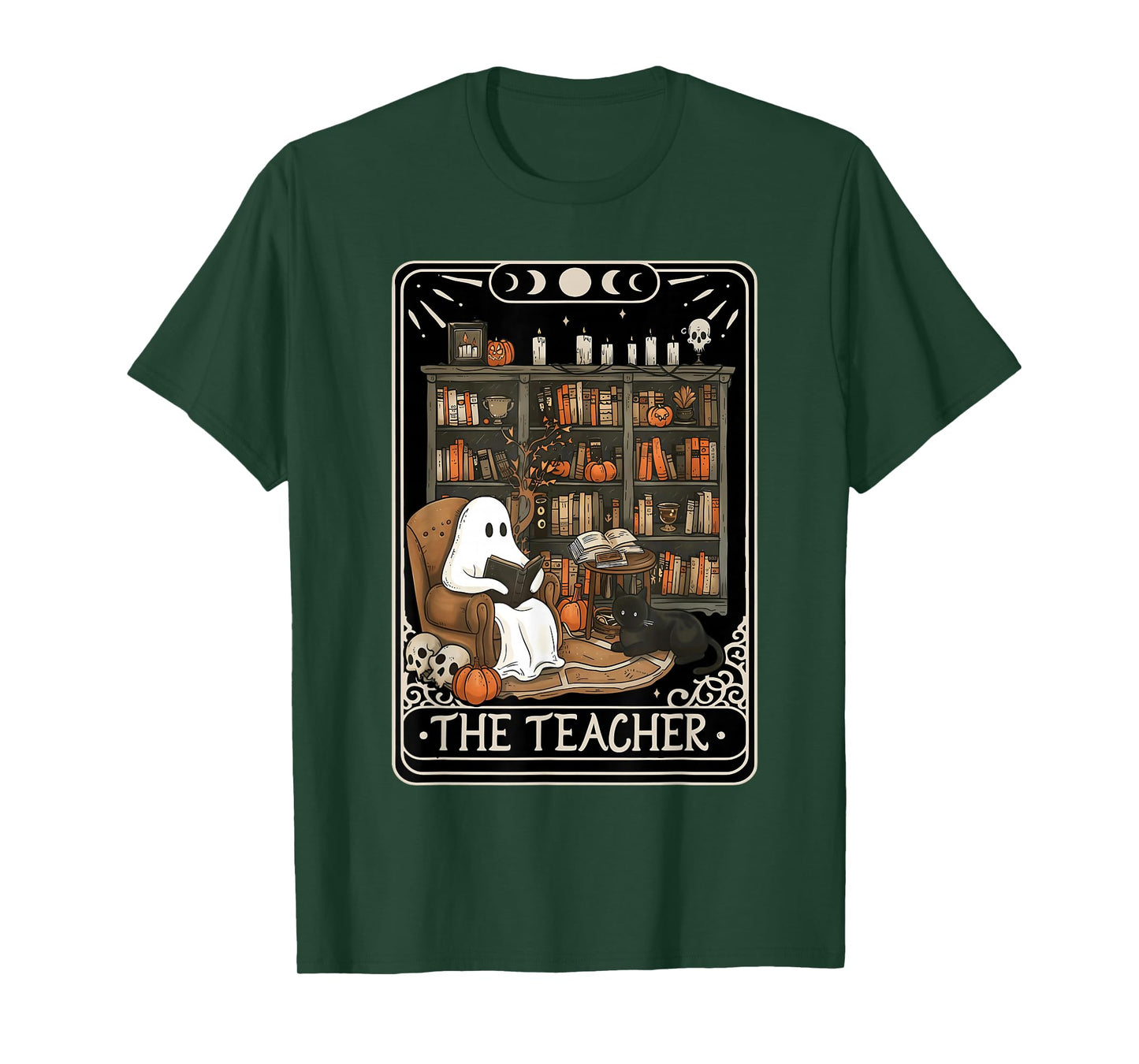 The Teacher Funny Ghost Book Reading Books Lover Halloween T-Shirt
