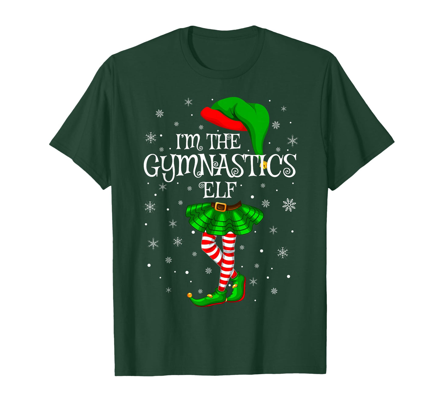 Gymnastics Elf Christmas Matching Family Women Girls Elf T-Shirt