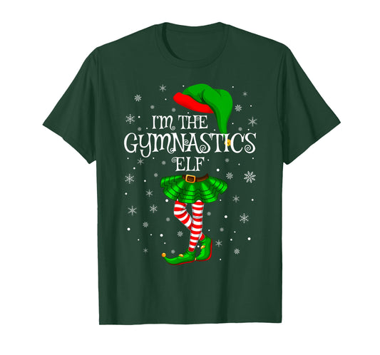 Gymnastics Elf Christmas Matching Family Women Girls Elf T-Shirt