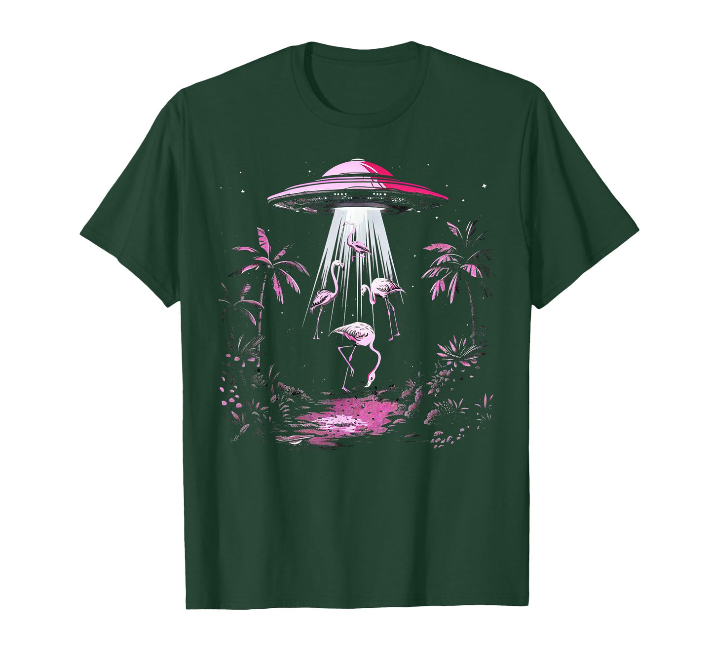 Flamingo Shirt Men Women Boys Girls Funny Alien Flamingo UFO T-Shirt