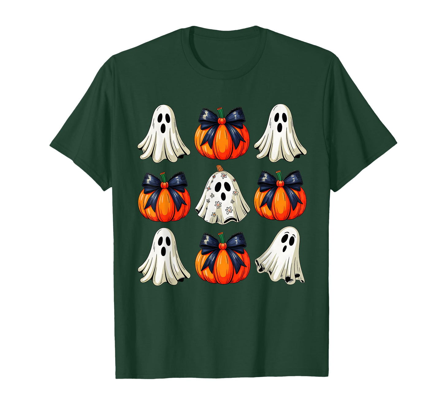 Halloween Coquette Bow Pumpkin Ghost Spooky Boo Women Girls T-Shirt