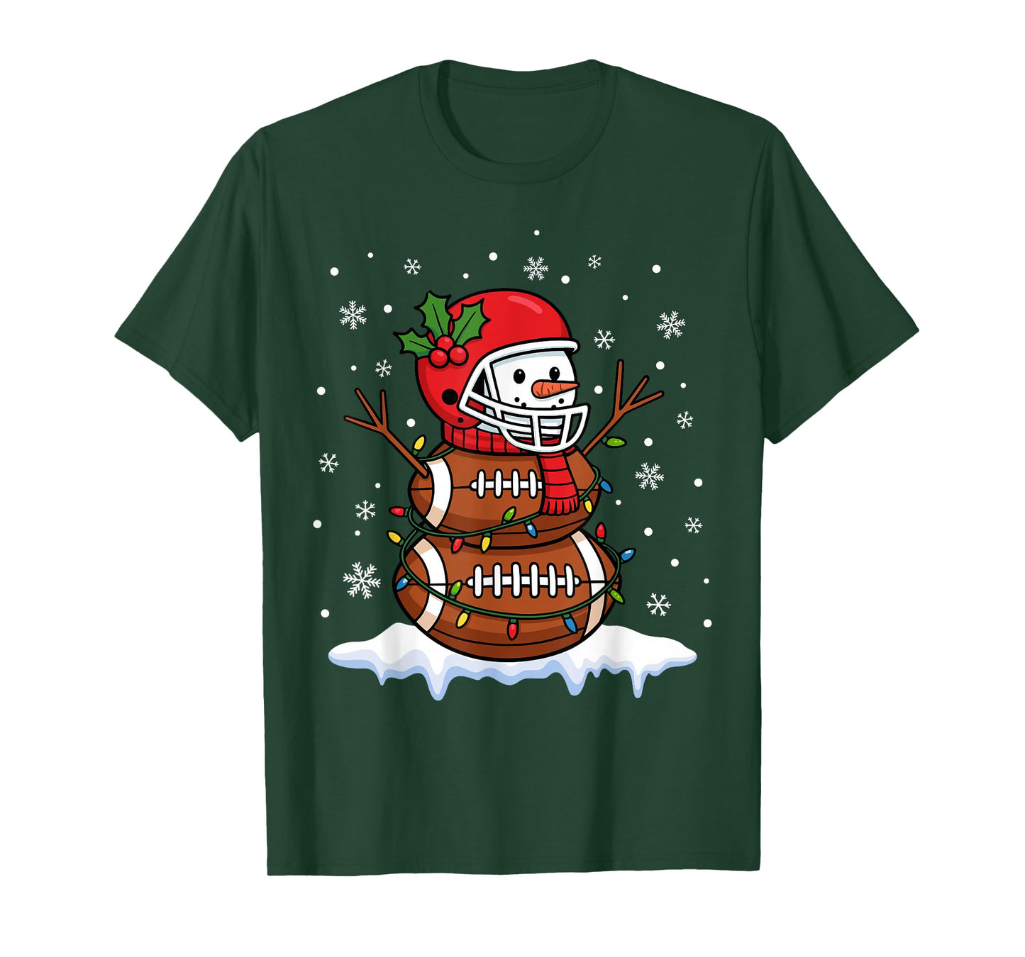 Merry Christmas Football Snowman Holiday Sports Xmas Pajamas T-Shirt