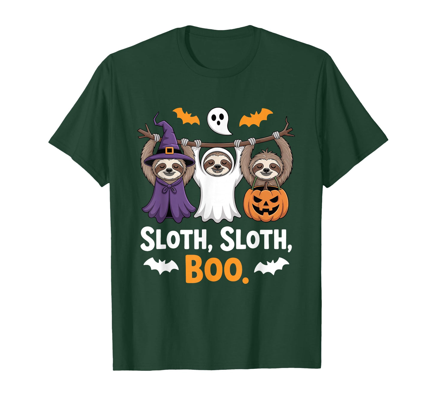 Funny Sloth Ghost Halloween Boo Costume Cute Lazy Pumpkin T-Shirt