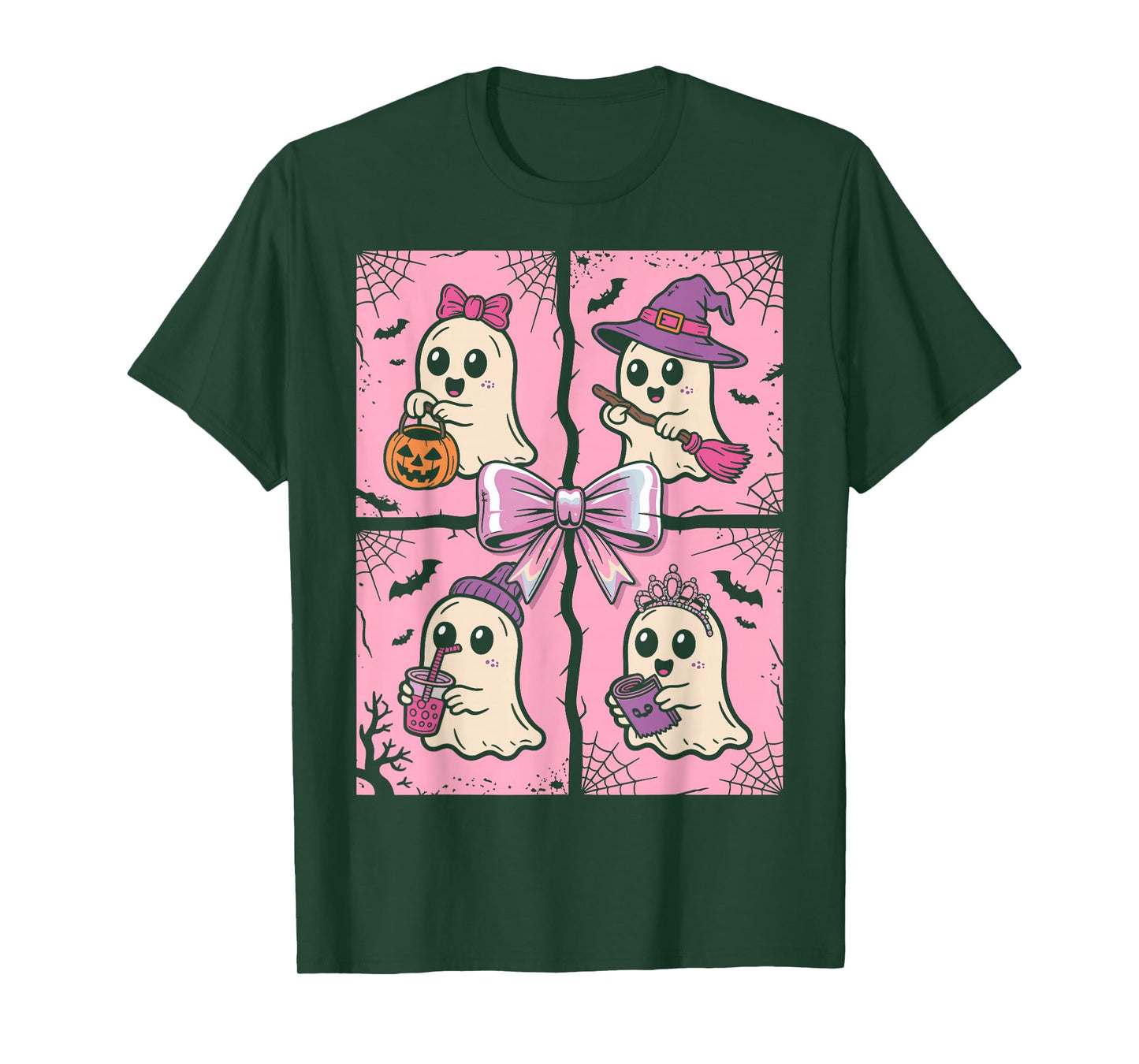 Halloween Ghost Pink Cute Ghost Coquette Halloween T-Shirt