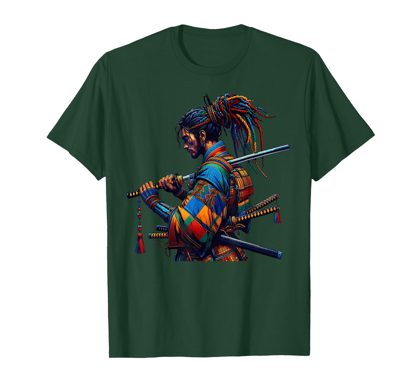 Afro American Samurai Japanese Style Bushido Art Design T-Shirt