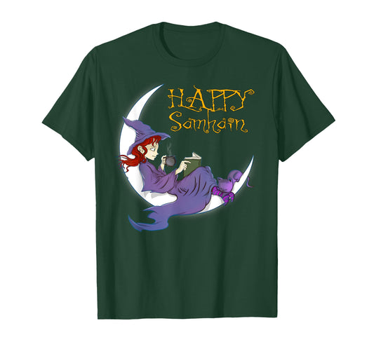 Halloween Samhain Witches, books, coffee and cats gift shirt