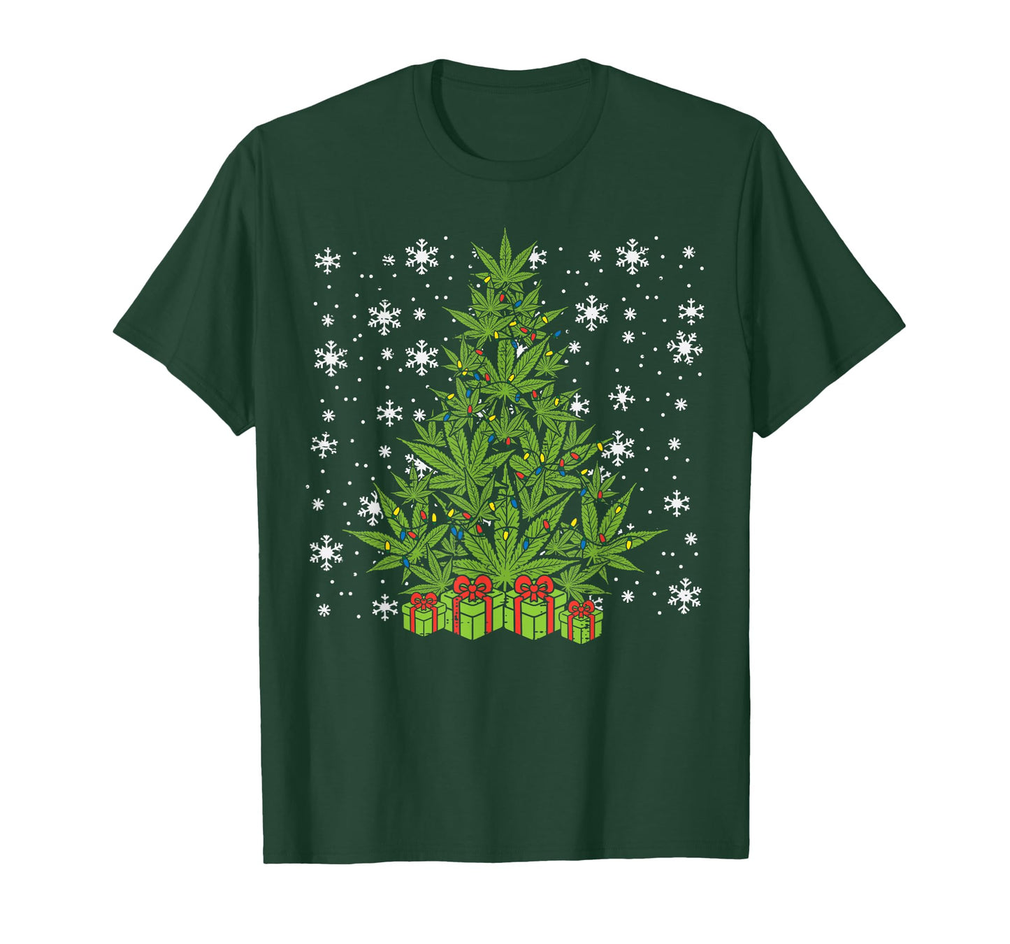 Weed Christmas Tree Funny Xmas Cannabis 420 Pot Men Women T-Shirt