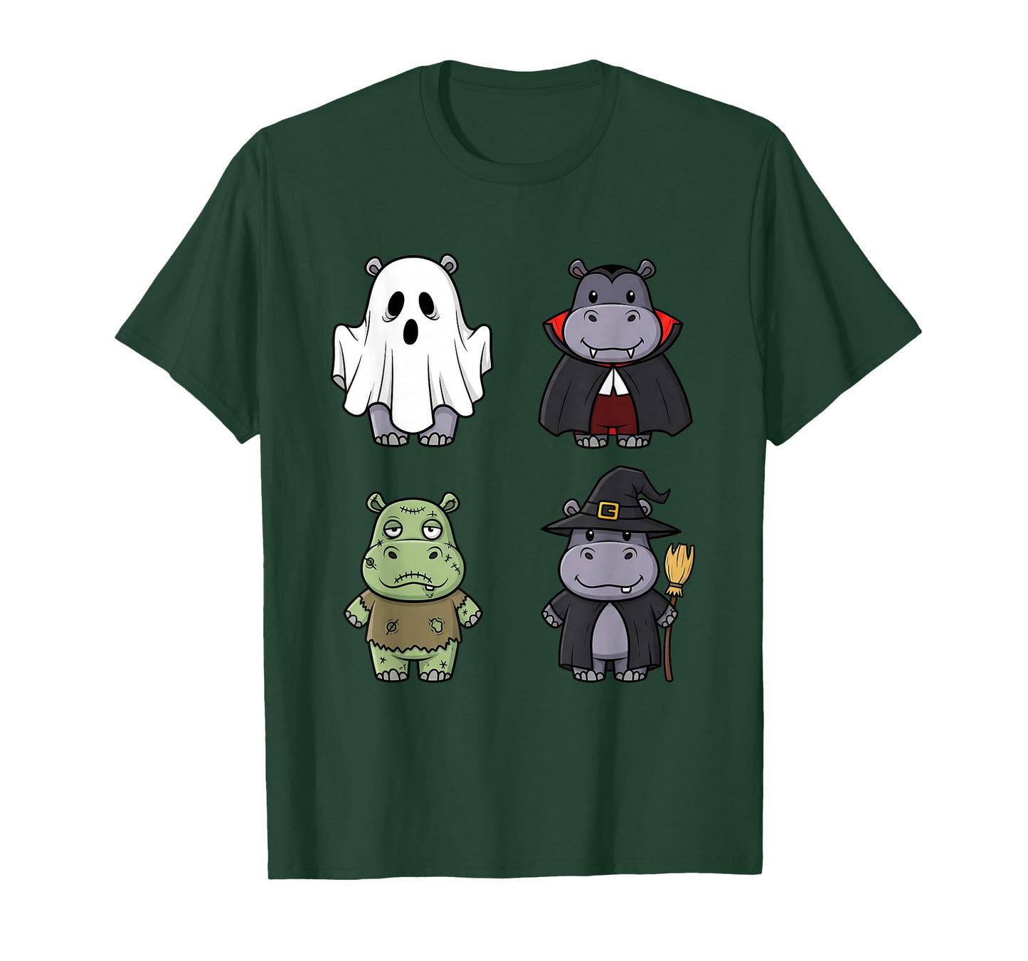 Funny Hippo Spooky Ghost Boo Horror Pumpkin Hippo Halloween T-Shirt
