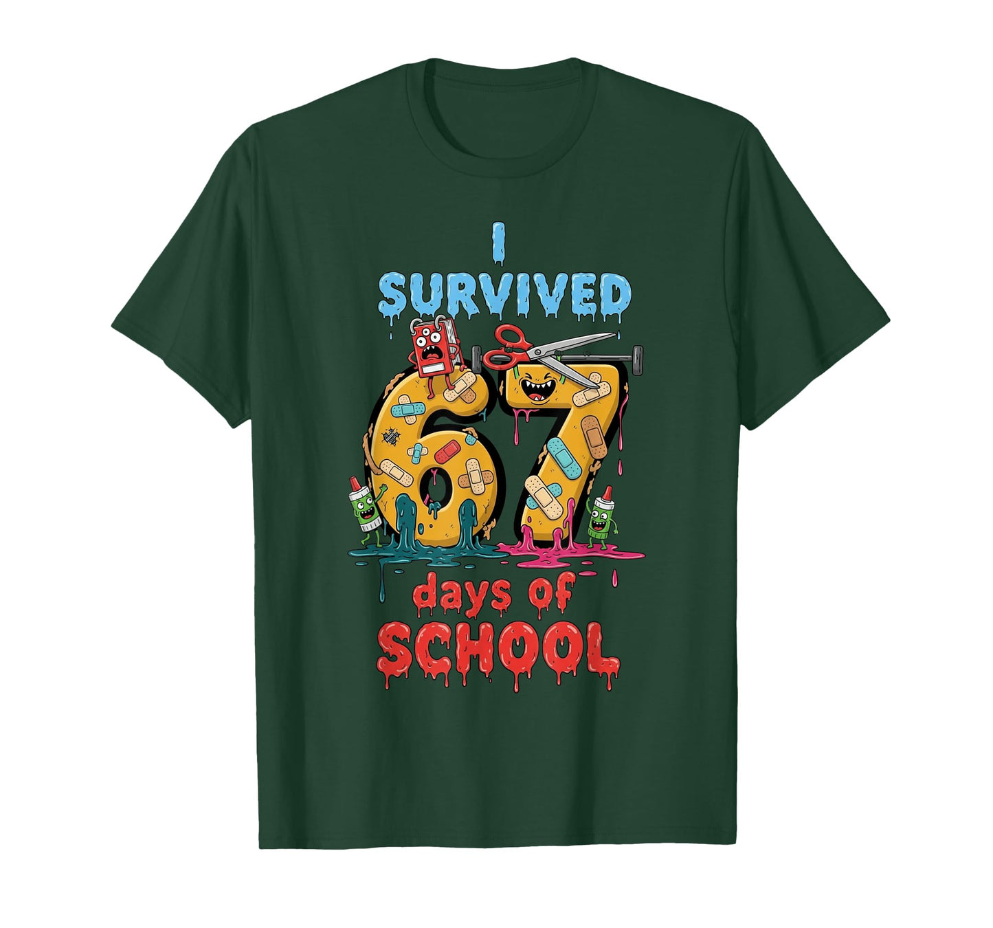 I Survived 67 Days of School Teachers Students Monster T-Shirt
