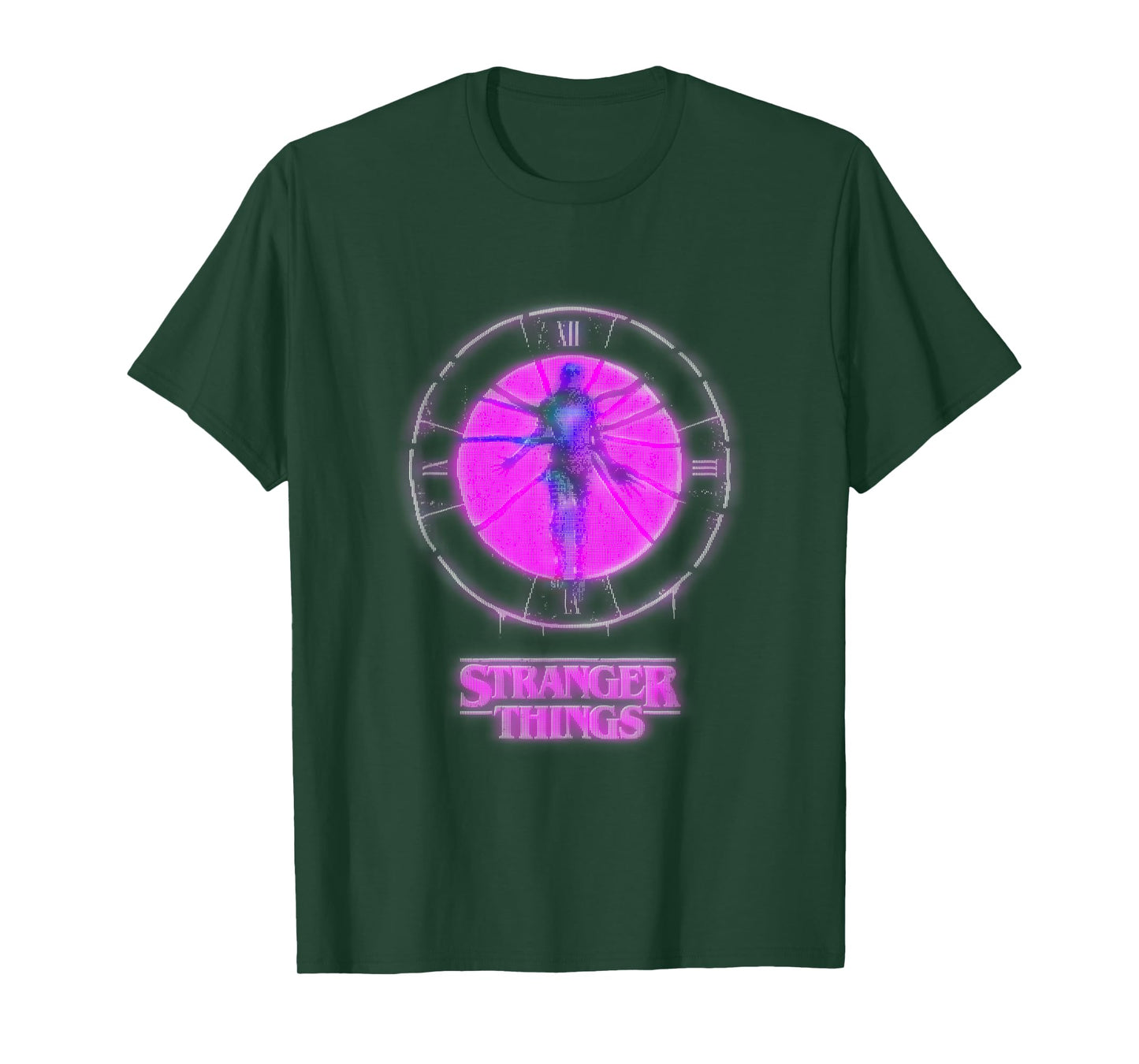 Stranger Things Season 5 Vecna Retro Neon Pink Clock Shot T-Shirt