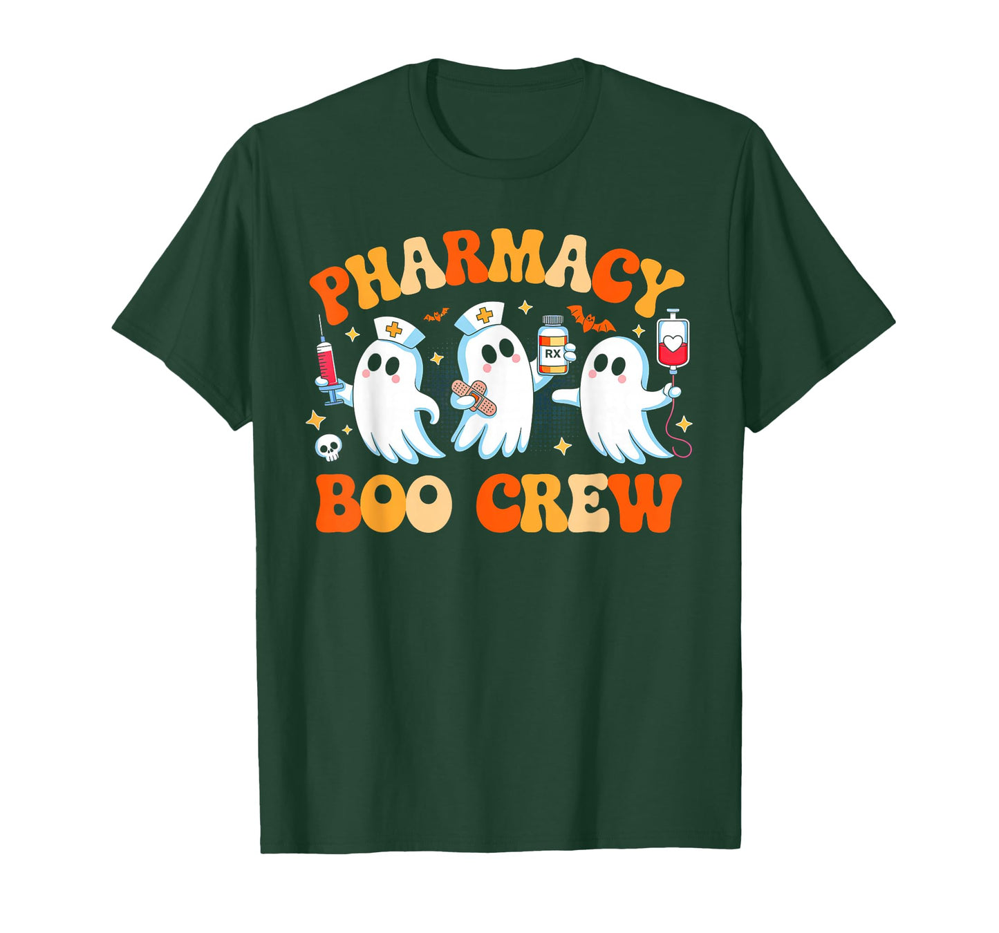 Retro Pharmacy Boo Crew Ghost Pharmacist Tech Halloween T-Shirt