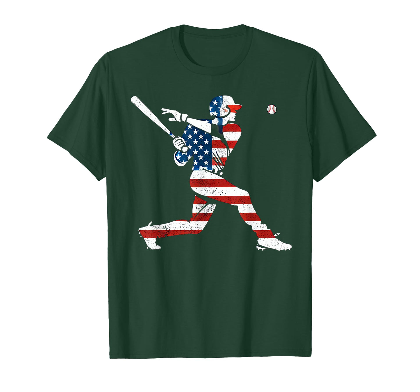 American Baseball Player Batter With United States Flag USA T-Shirt