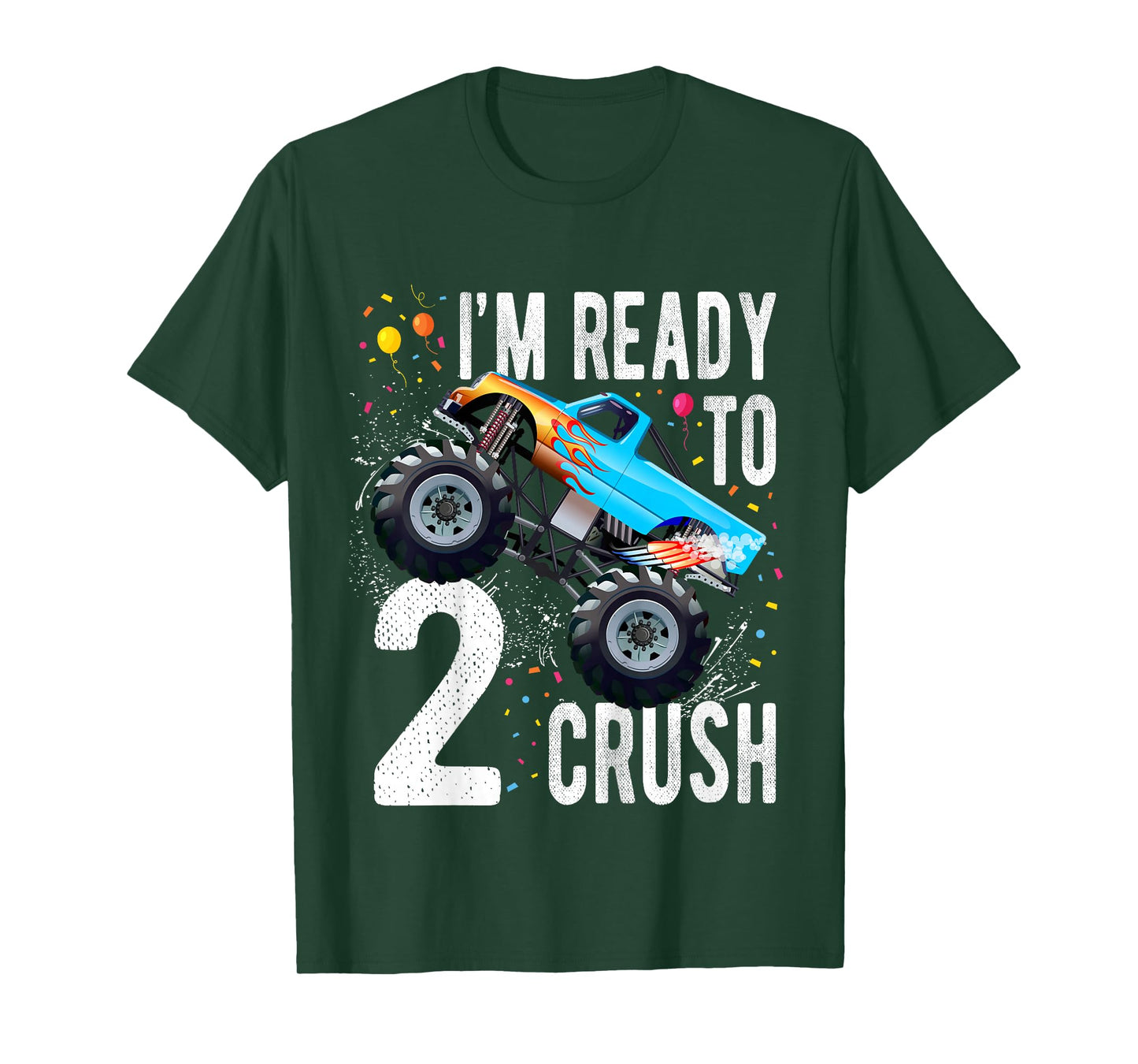 Kids 2nd Birthday Boy Monster Truck 2 Year Old Matching Family T-Shirt