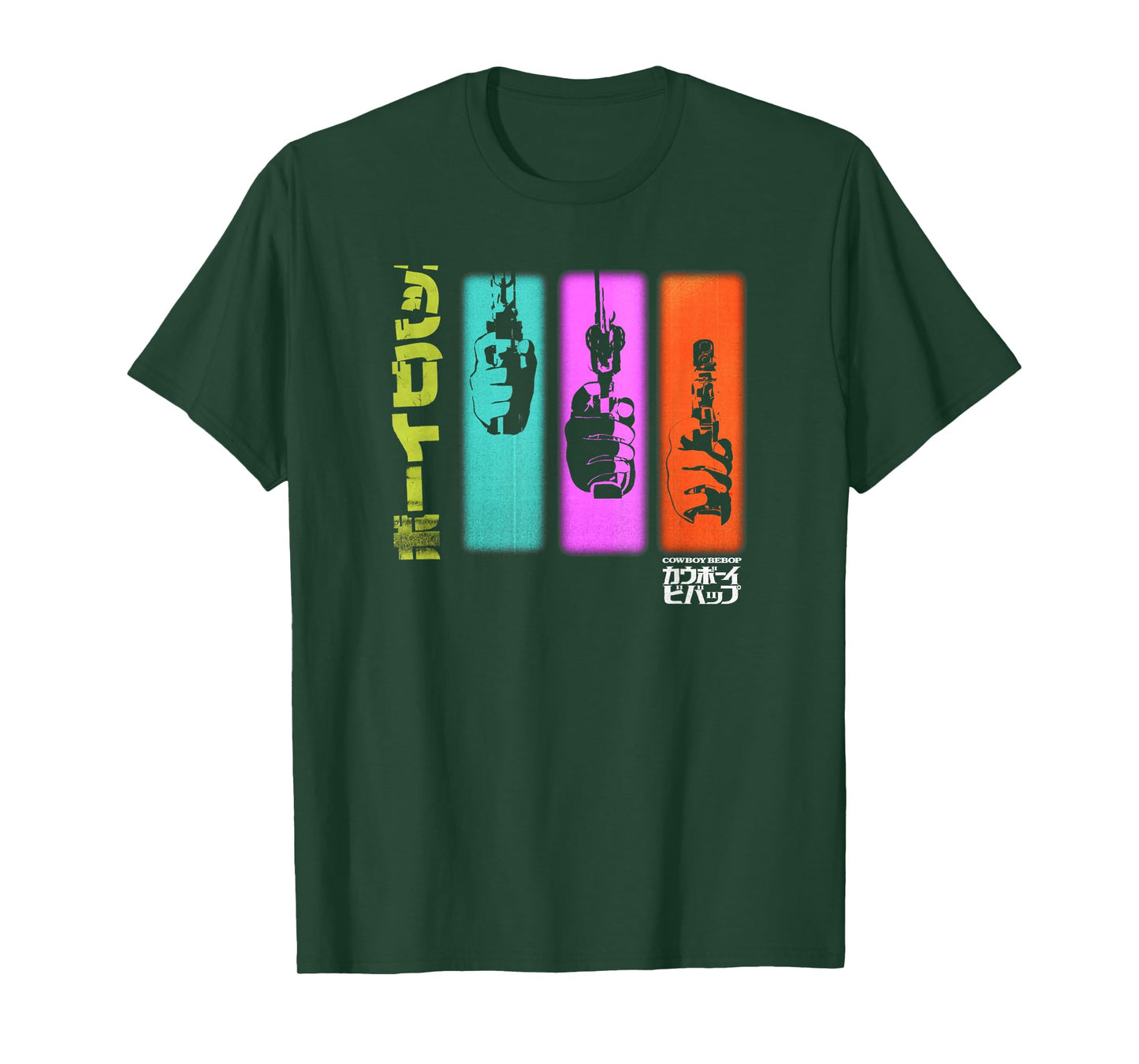 Cowboy Bebop Hand Gun Colorful Panels T-Shirt