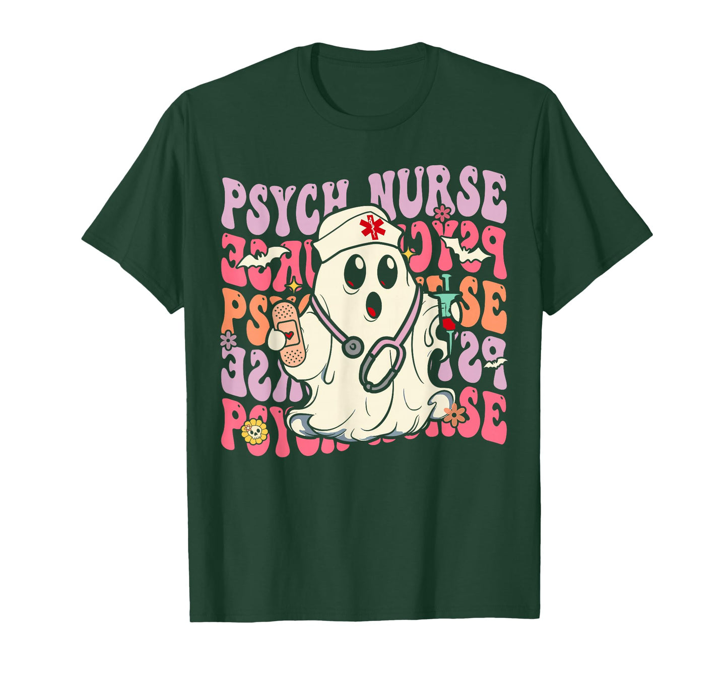 Retro Psych Nurse Groovy Halloween Psychiatric Nurse T-Shirt