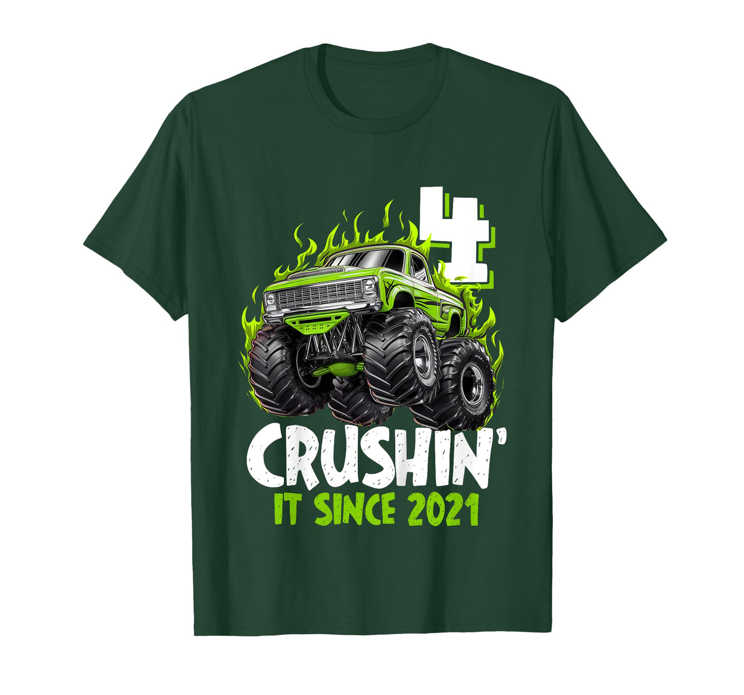 Kids Birthday Monster Truck 4 Year Old Boys 4th Party Born 2021 T-Shirt