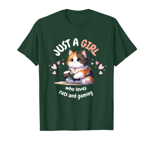 Just A GIRL Who Loves Cats Gaming cute Kawaii Anime Otaku T-Shirt