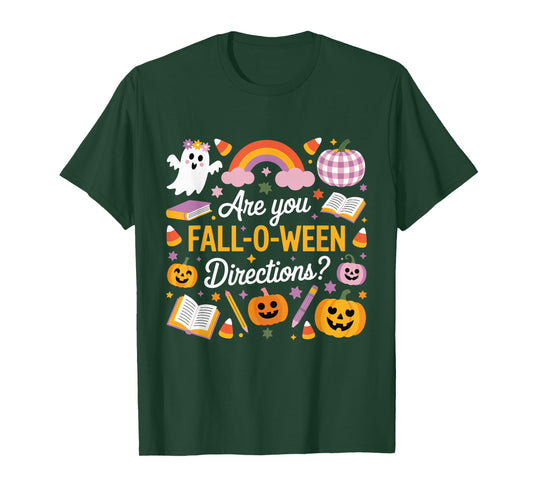 are You Fall O Ween Directions,Retro Teacher Halloween Ghost T-Shirt