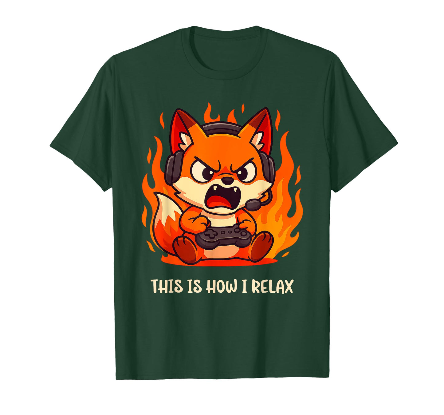 Angry Gamer Kitsune Fox This Is How I Relax Japanese Anime T-Shirt