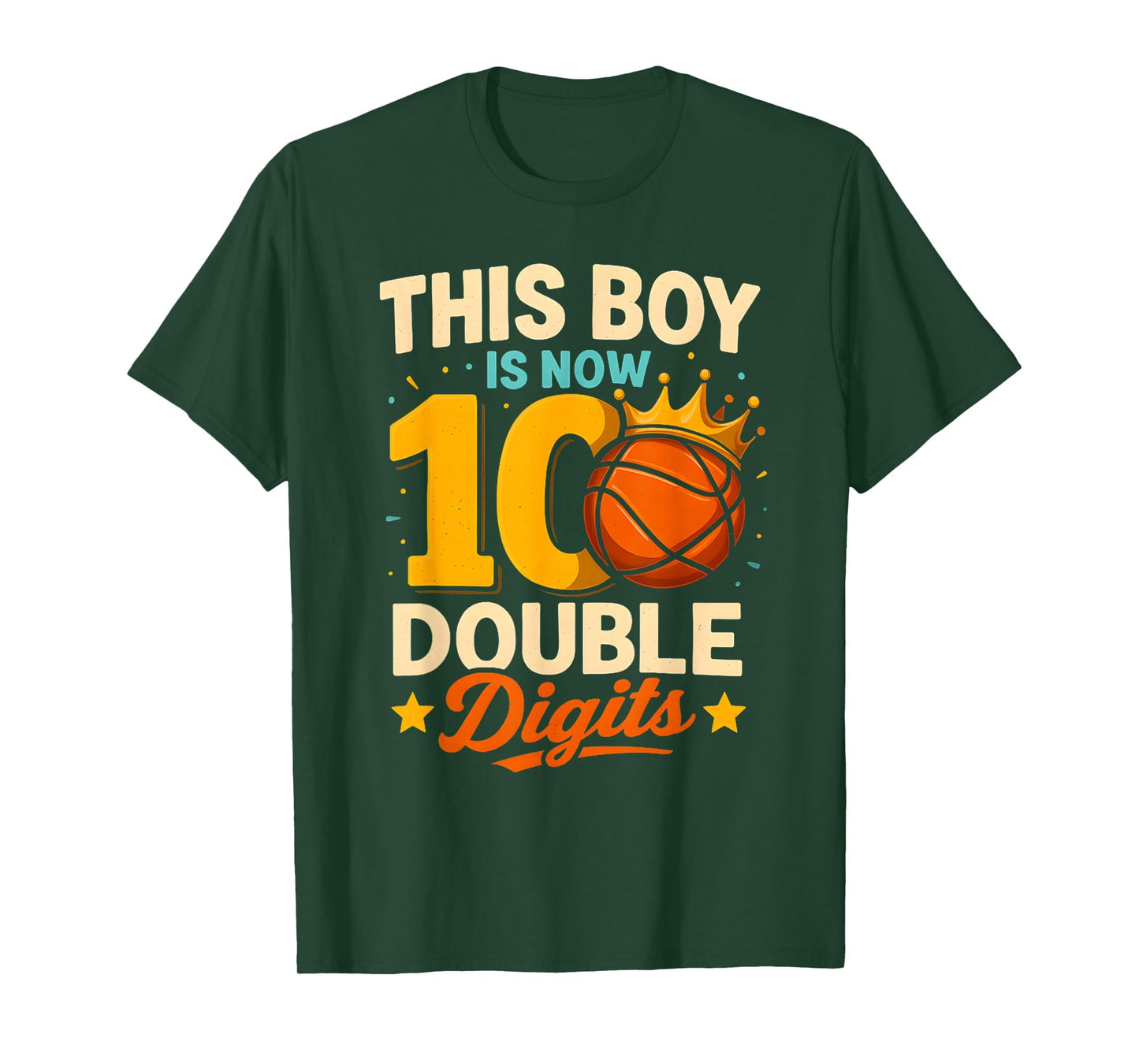 Double Digits Basketball Birthday Boy 10 Year Celebration T-Shirt