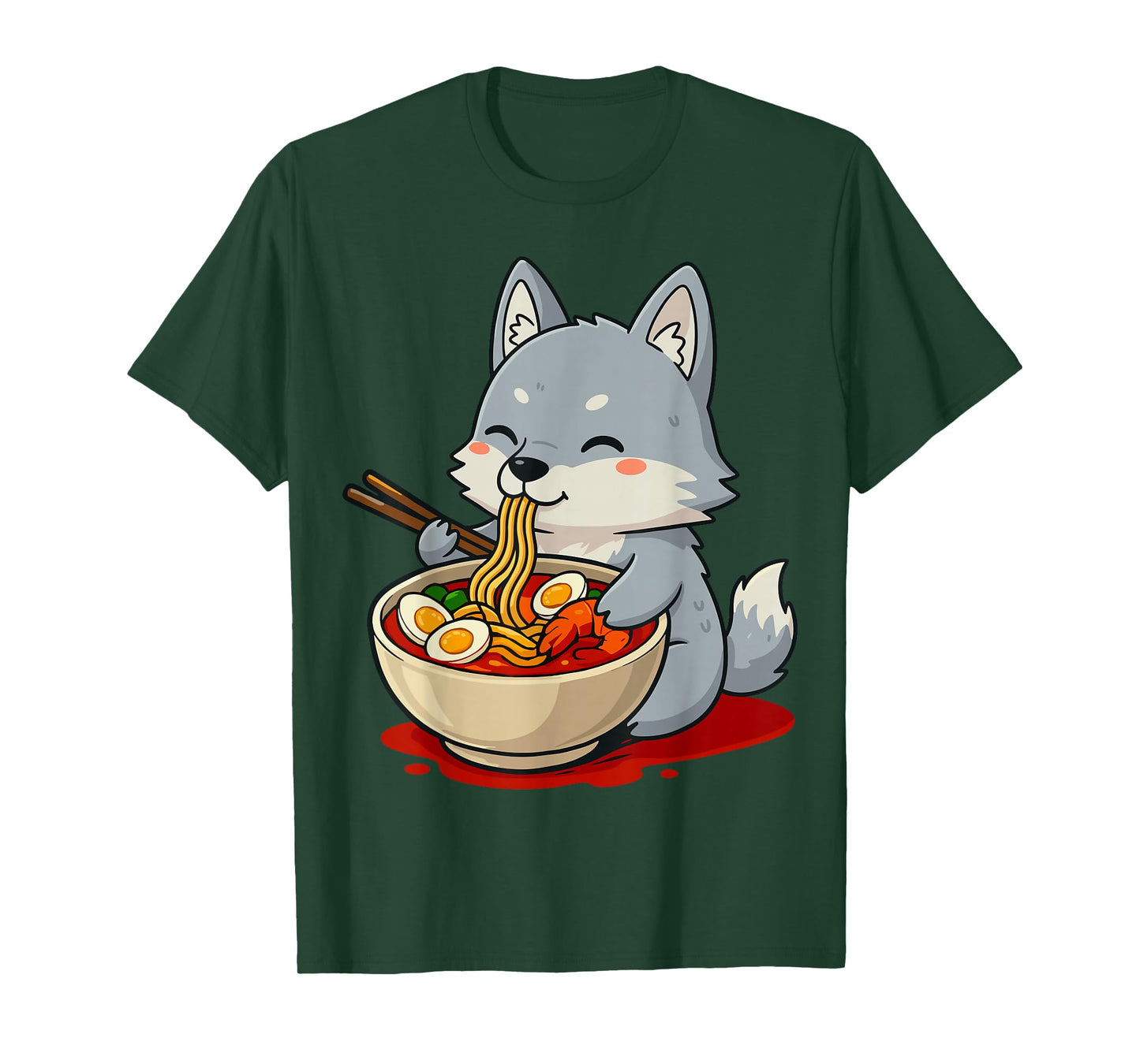 Wolf Eating Ramen Noodles T-Shirt