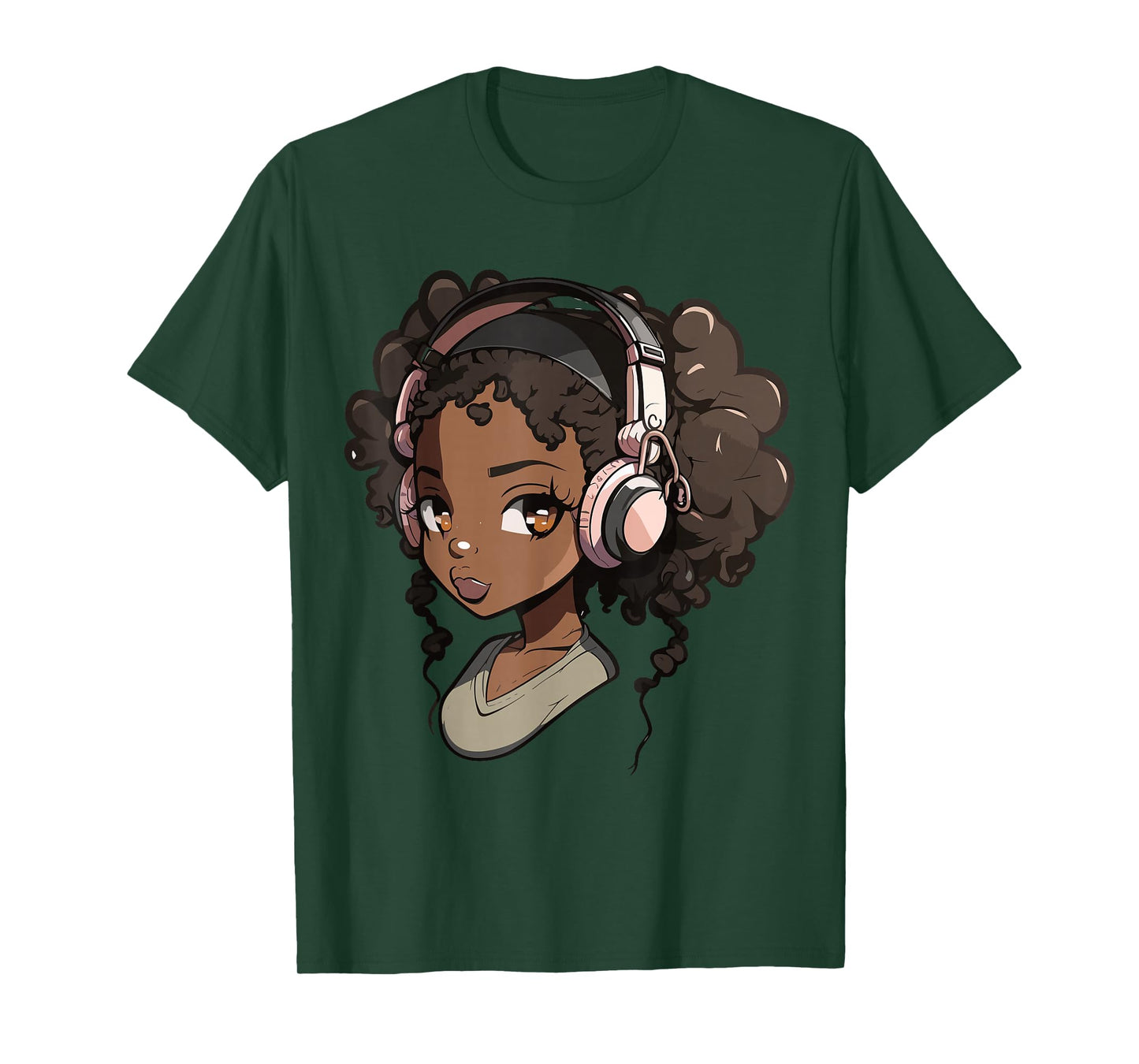 Anime and Music Black Girl Anime Merch Afro African American T-Shirt