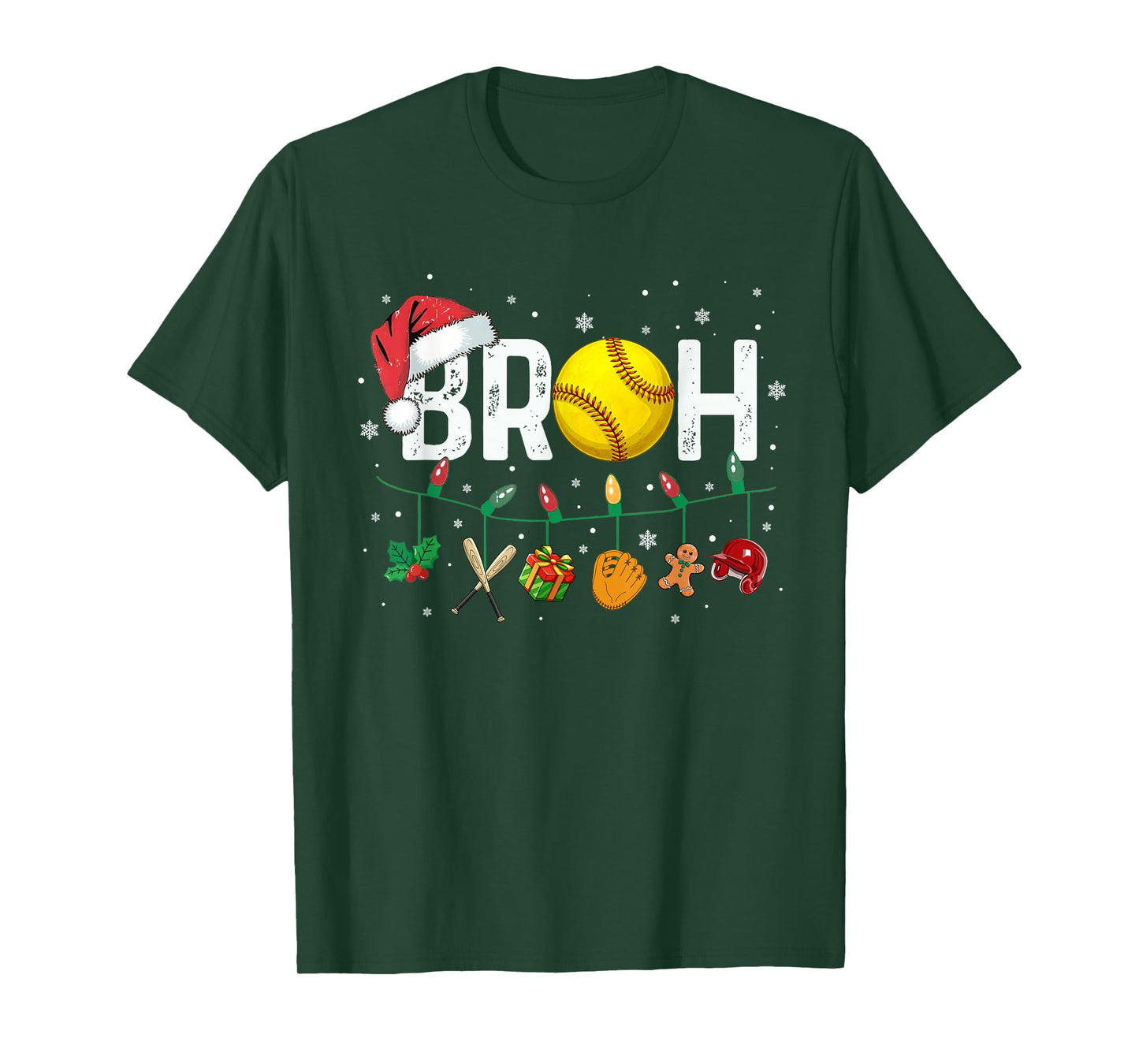 Bruh Funny Christmas Softball Teens Boys Kids Xmas Pajamas T-Shirt