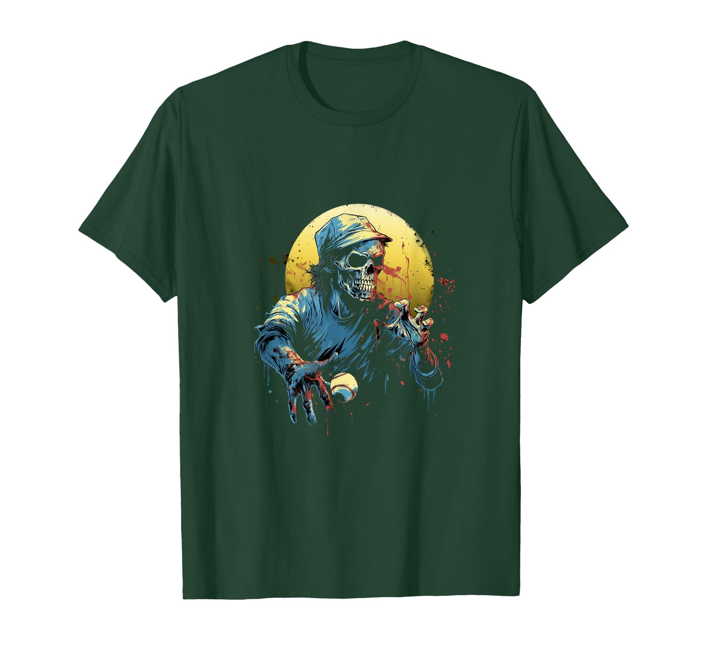 Zombie Playing Baseball Halloween Baseball Player T-Shirt