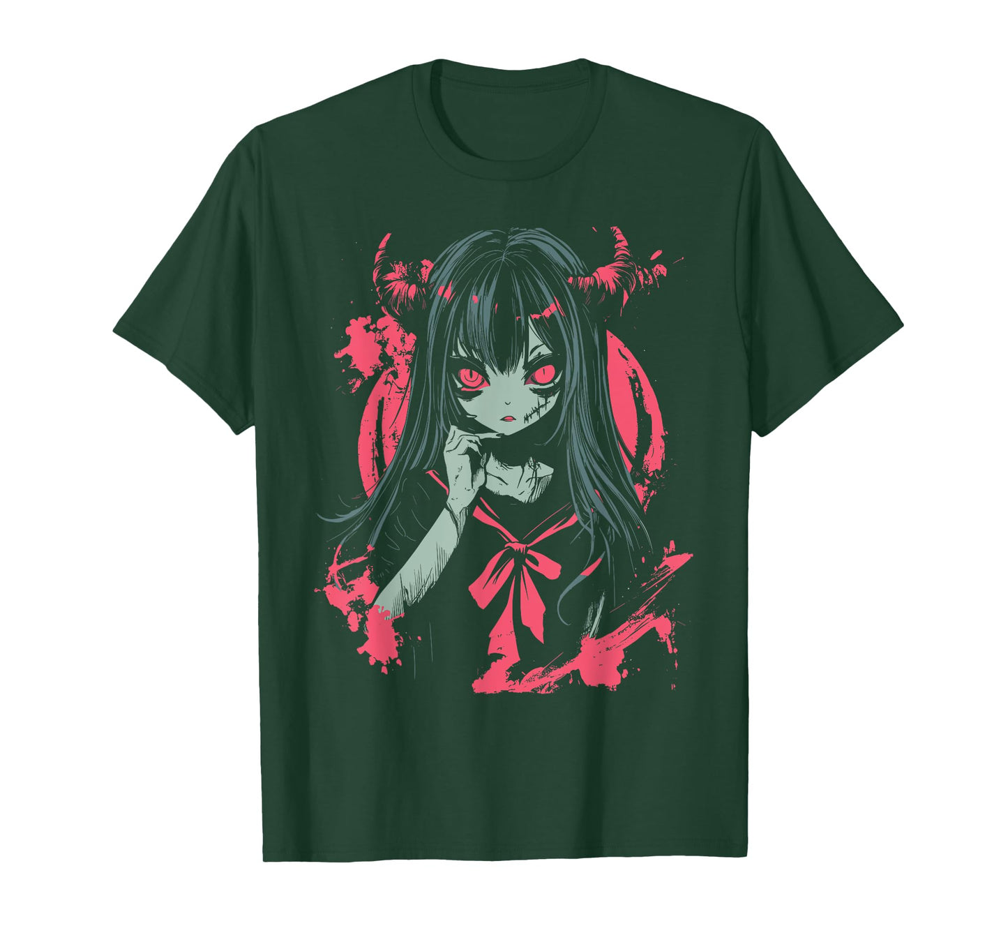 Anime Horror Girl Aesthetic Vaporwave Waifu Japanese Girl T-Shirt