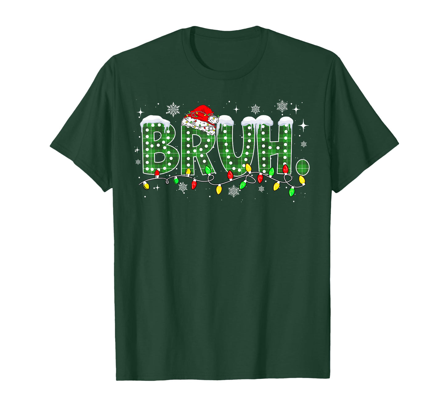 Funny Bruh Christmas Pajamas Plaid Teens Boys Kids Xmas T-Shirt