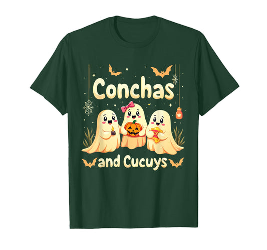 Conchas and Cucuys Ghost Spooky Pan Dulce Mexican Halloween T-Shirt