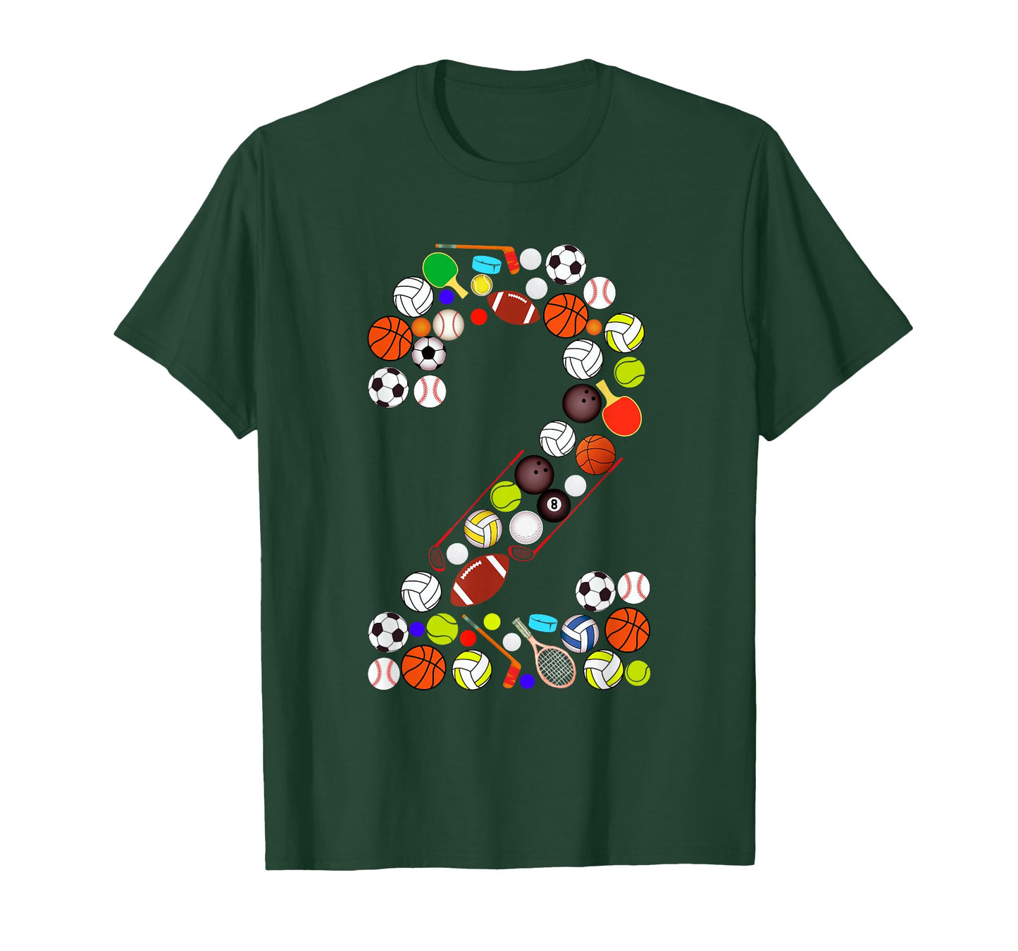 Kids 2nd Birthday Sports Big Number Two 2 Year Old Boy T-Shirt