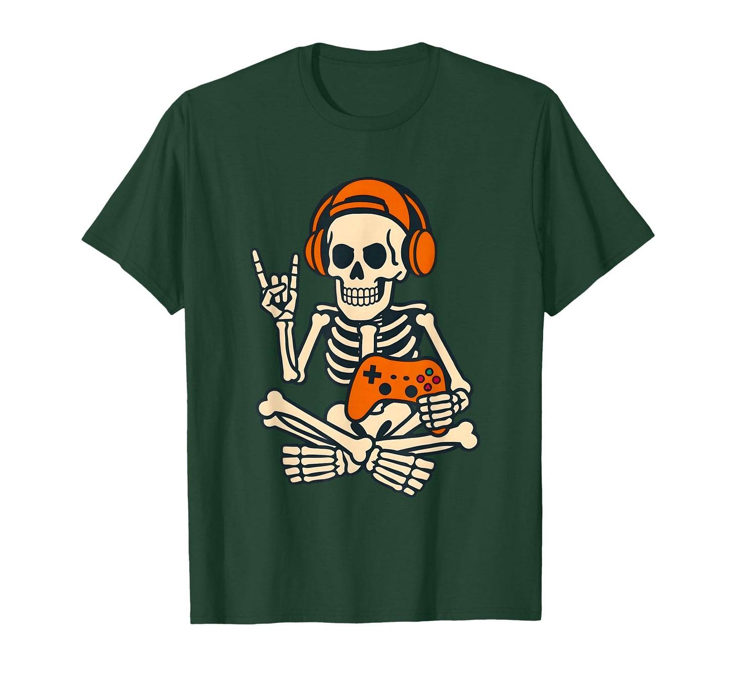 Halloween Skeleton Gamer Video Gaming Boys Men Kids Tees T-Shirt